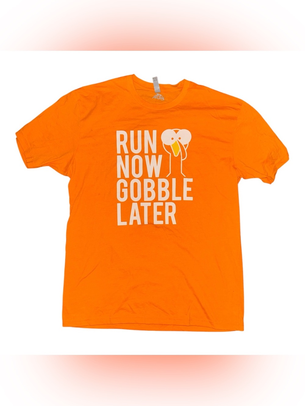 Run Now Gobble Later Orange Graphic Tee Thanksgiving Turkey Trot Runners T-Shirt